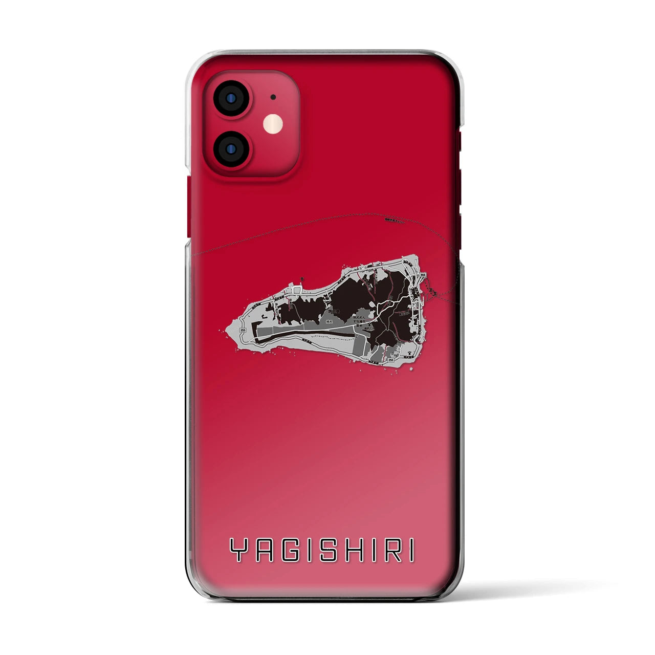 【焼尻(北海道)】地図柄iPhoneケース(クリアタイプ)モノトーン・iPhone 11 用