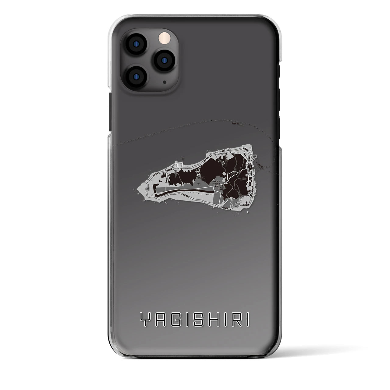 【焼尻(北海道)】地図柄iPhoneケース(クリアタイプ)モノトーン・iPhone 11 Pro Max 用