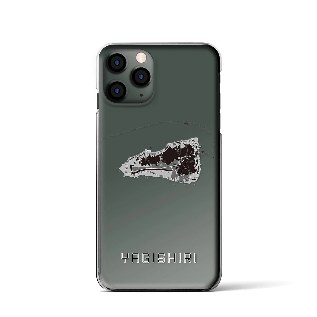 【焼尻(北海道)】地図柄iPhoneケース(クリアタイプ)モノトーン・iPhone 11 Pro 用