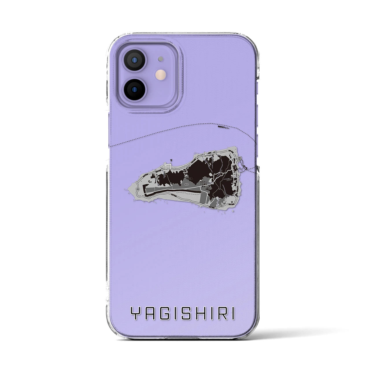 【焼尻(北海道)】地図柄iPhoneケース(クリアタイプ)モノトーン・iPhone 12 / 12 Pro 用