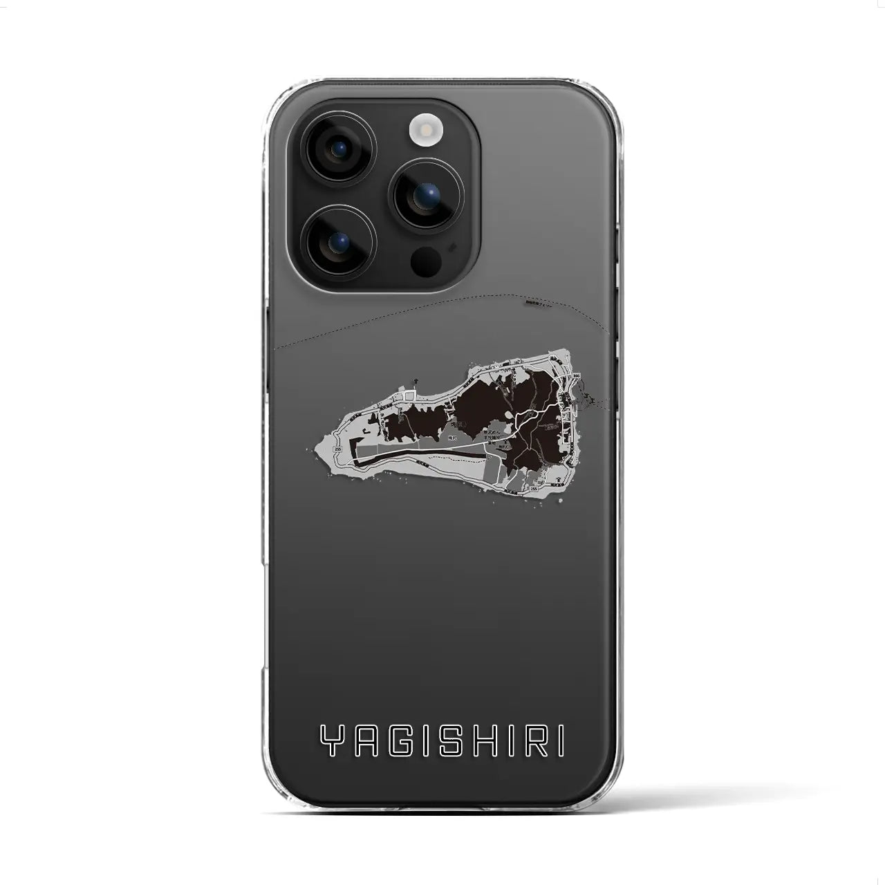 【焼尻(北海道)】地図柄iPhoneケース(クリアタイプ)モノトーン・iPhone 16 用