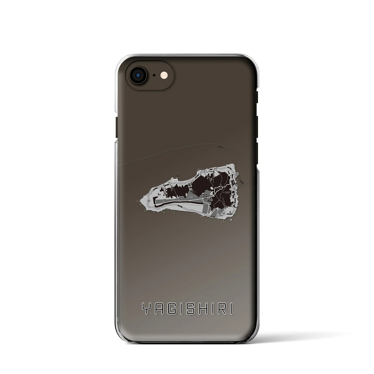 【焼尻(北海道)】地図柄iPhoneケース(クリアタイプ)モノトーン・iPhone SE(第3 / 第2世代) / 8 / 7 / 6s / 6 用
