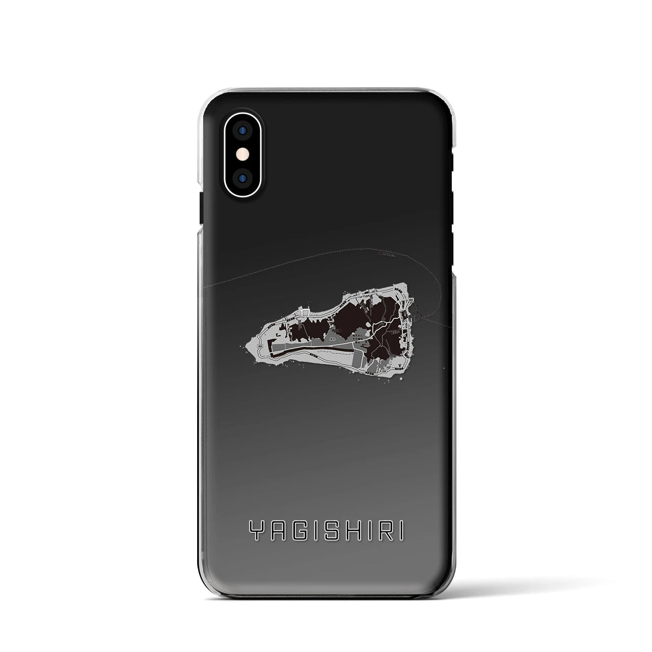 【焼尻(北海道)】地図柄iPhoneケース(クリアタイプ)モノトーン・iPhone XS / X 用