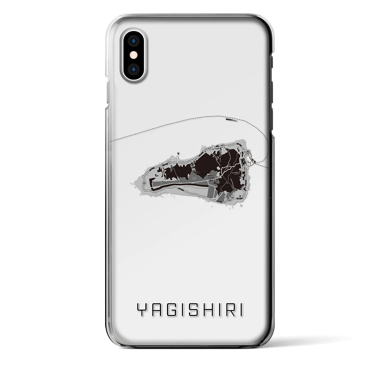 【焼尻(北海道)】地図柄iPhoneケース(クリアタイプ)モノトーン・iPhone XS Max 用