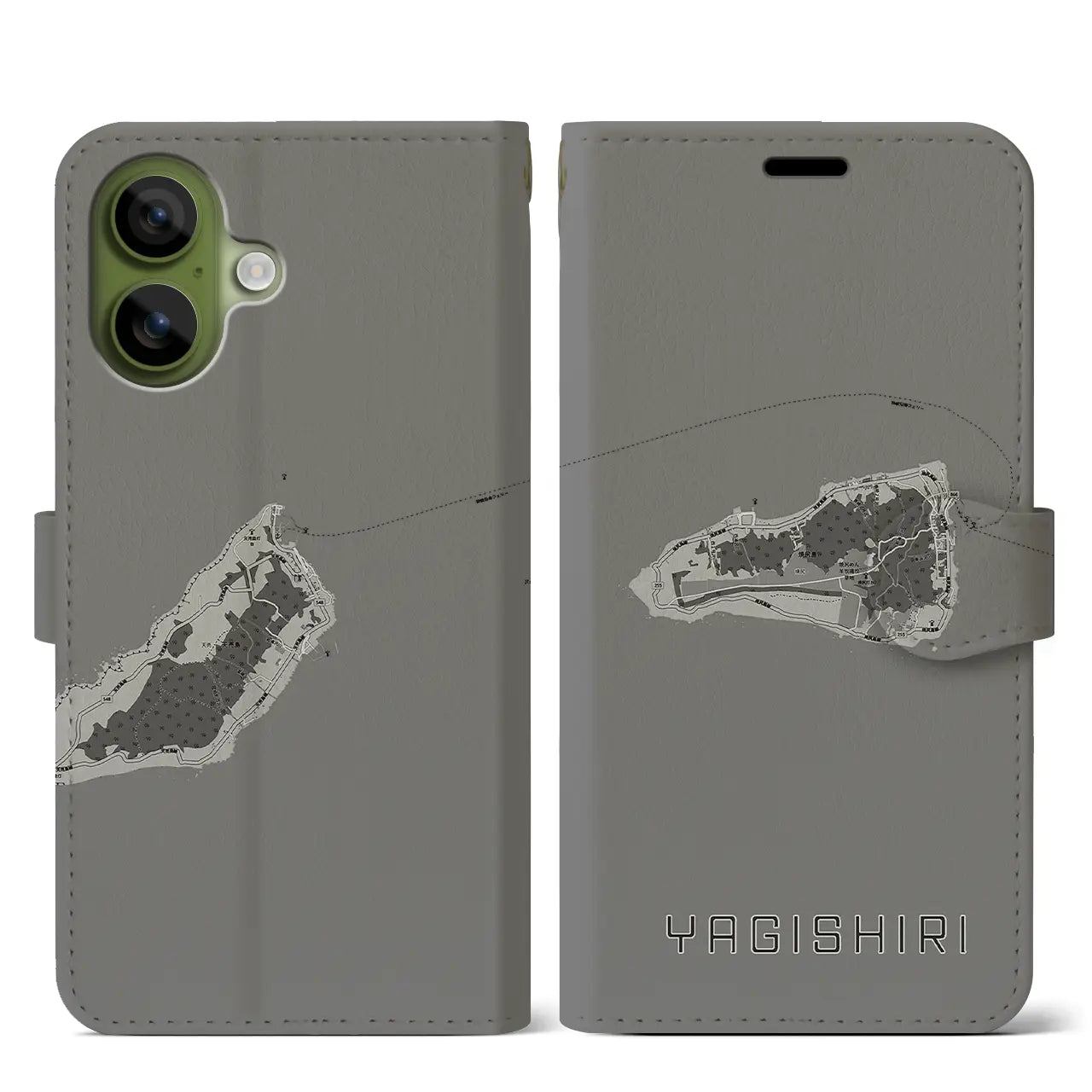 【焼尻(北海道)】地図柄iPhoneケース(手帳タイプ)