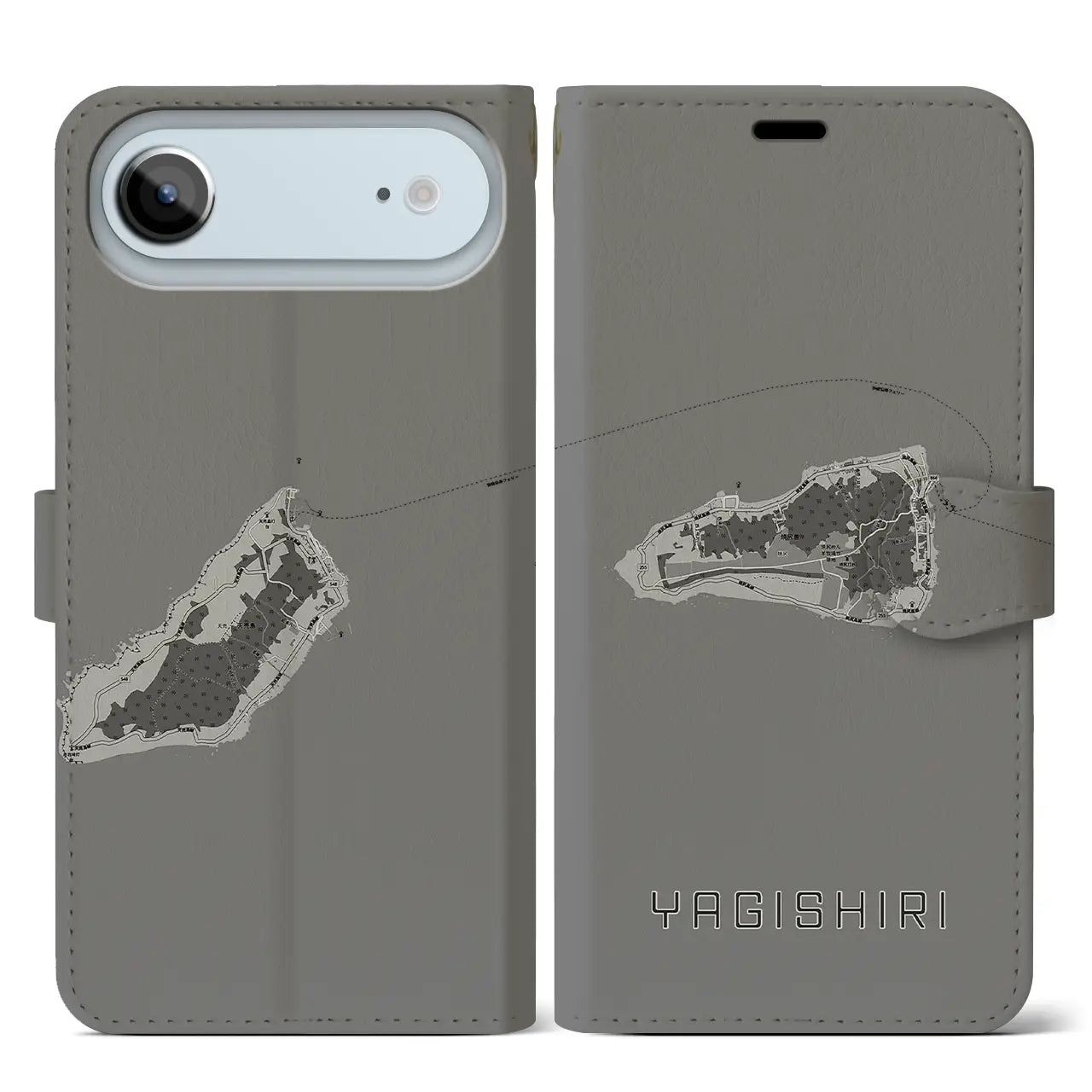 【焼尻(北海道)】地図柄iPhoneケース(手帳タイプ)