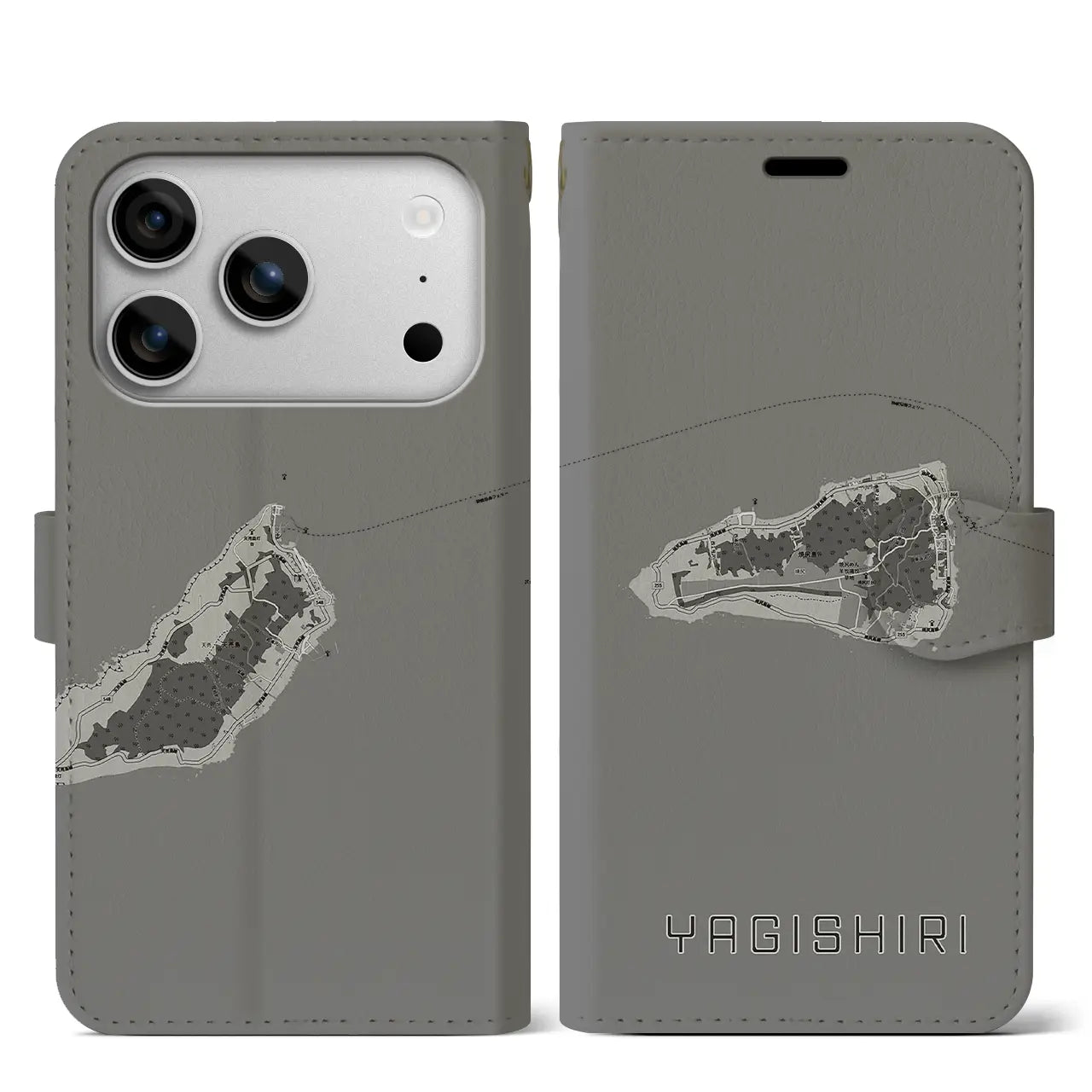 【焼尻(北海道)】地図柄iPhoneケース(手帳タイプ)