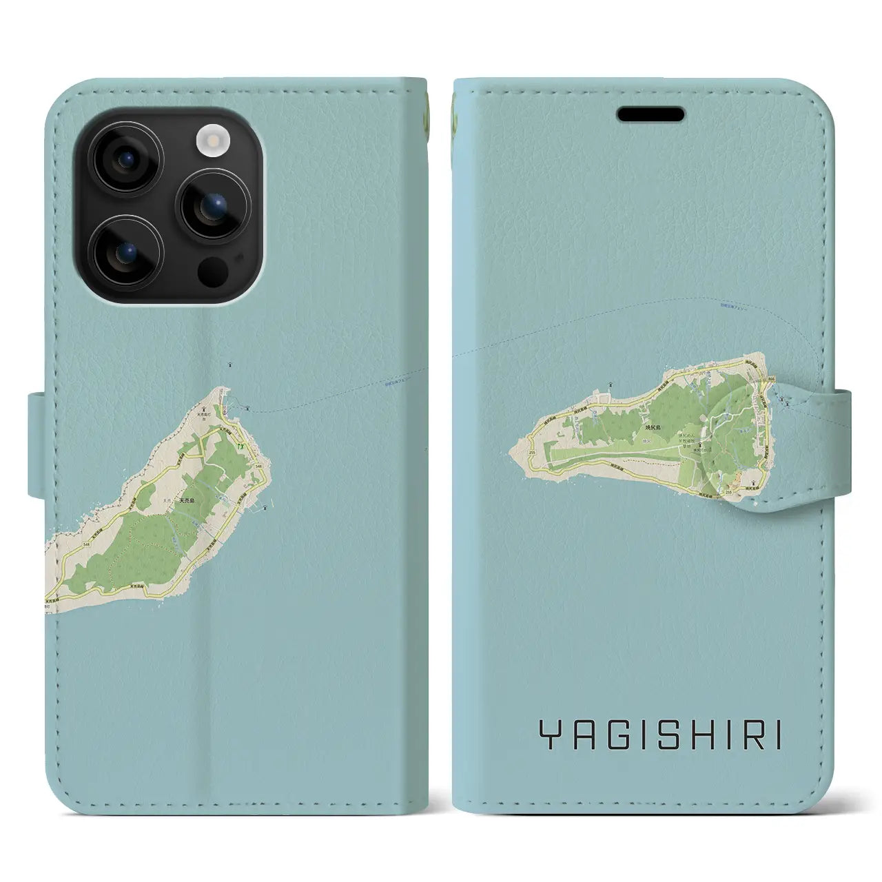 【焼尻(北海道)】地図柄iPhoneケース(手帳タイプ)ナチュラル・iPhone 16 用