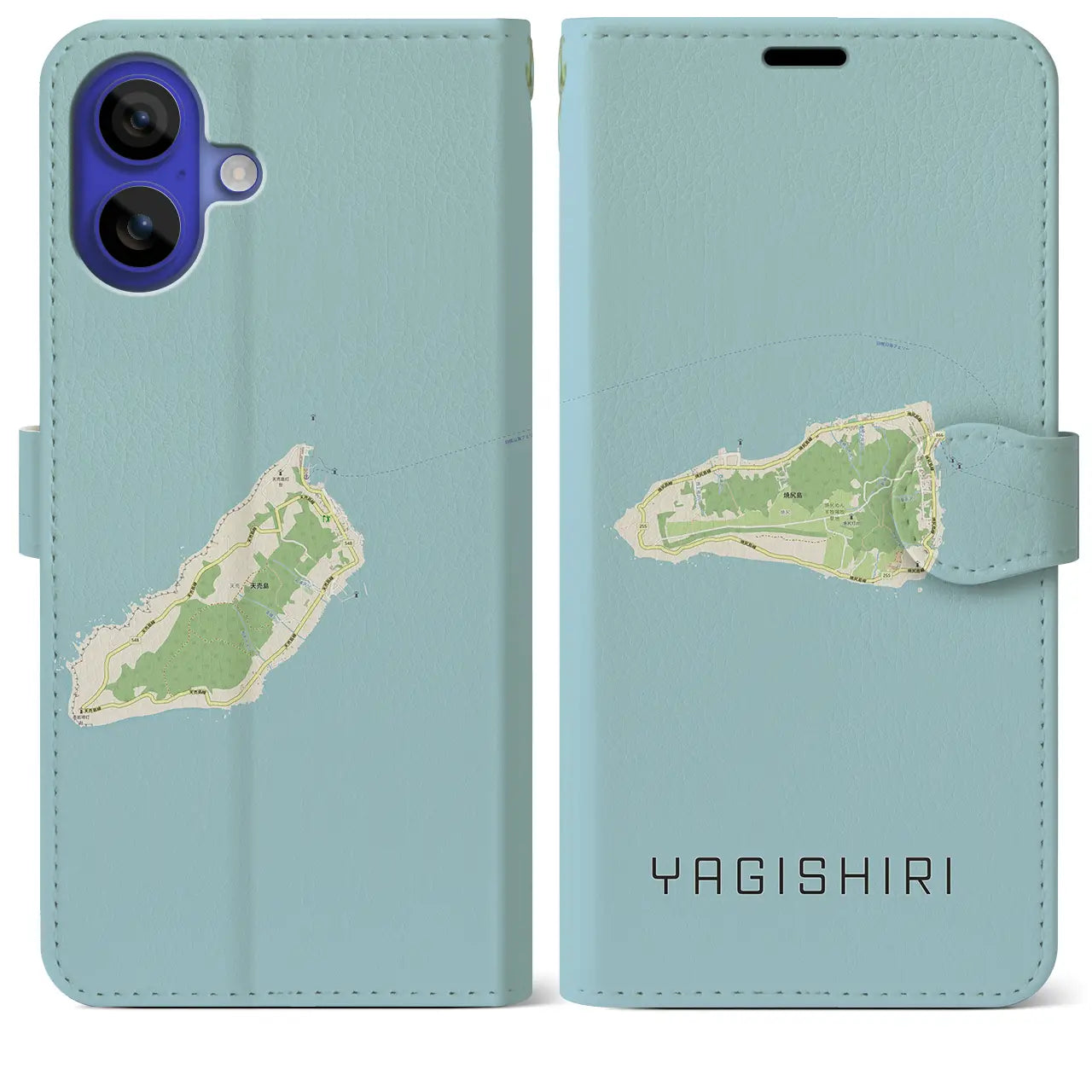 【焼尻(北海道)】地図柄iPhoneケース(手帳タイプ)ナチュラル・iPhone 16 Pro Max 用