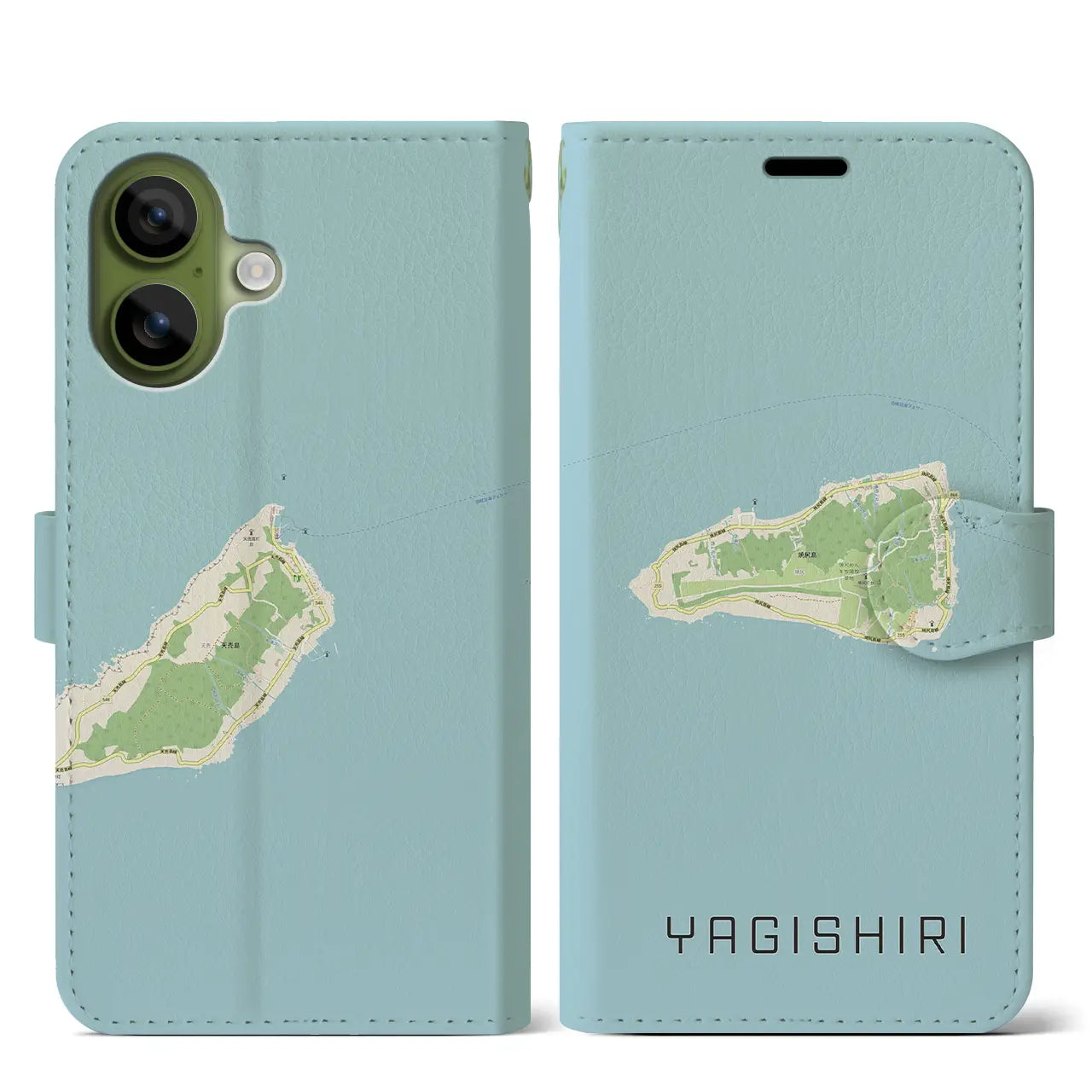 【焼尻(北海道)】地図柄iPhoneケース(手帳タイプ)モノトーン・iPhone 17 Pro Max 用