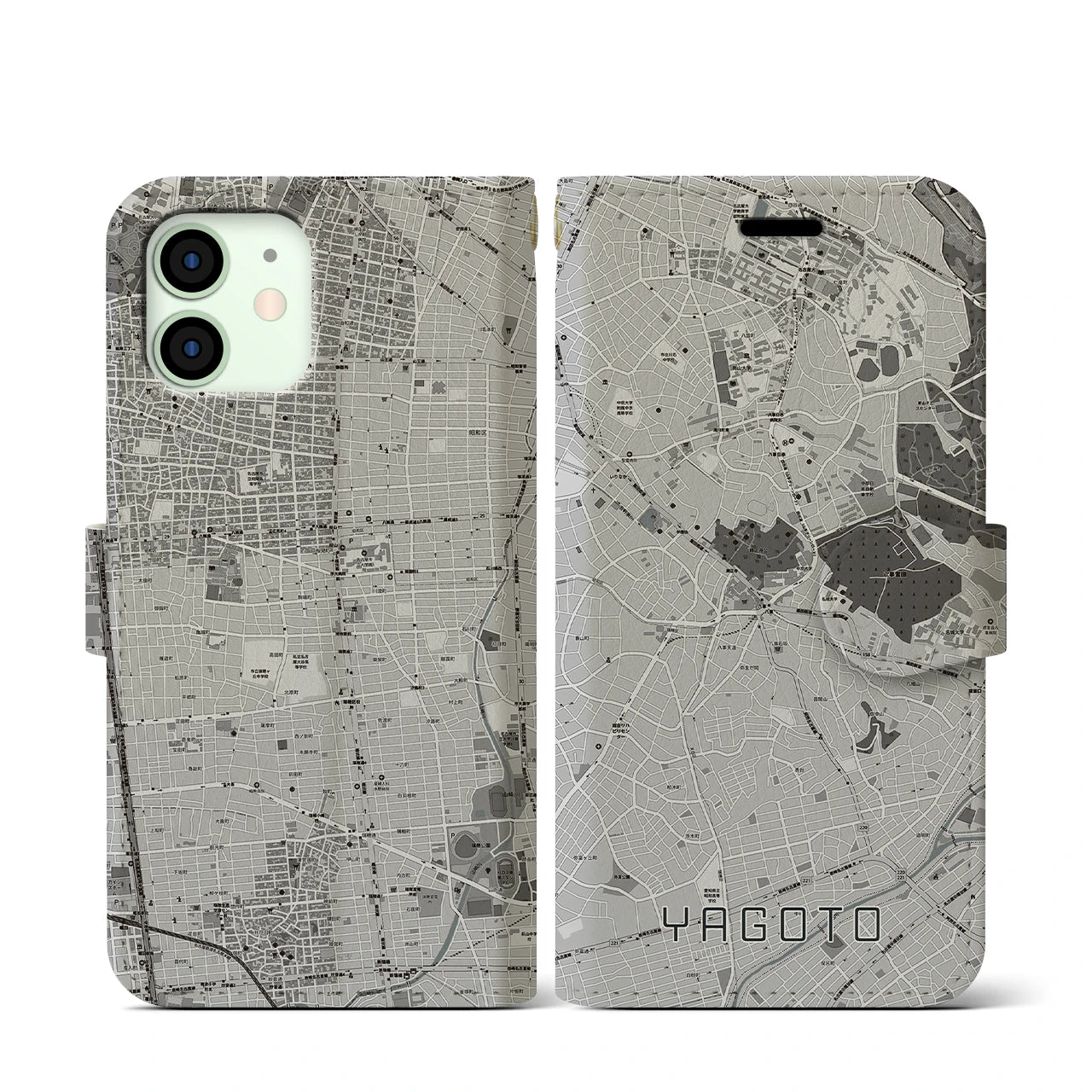 【八事(愛知県)】地図柄iPhoneケース(手帳タイプ)