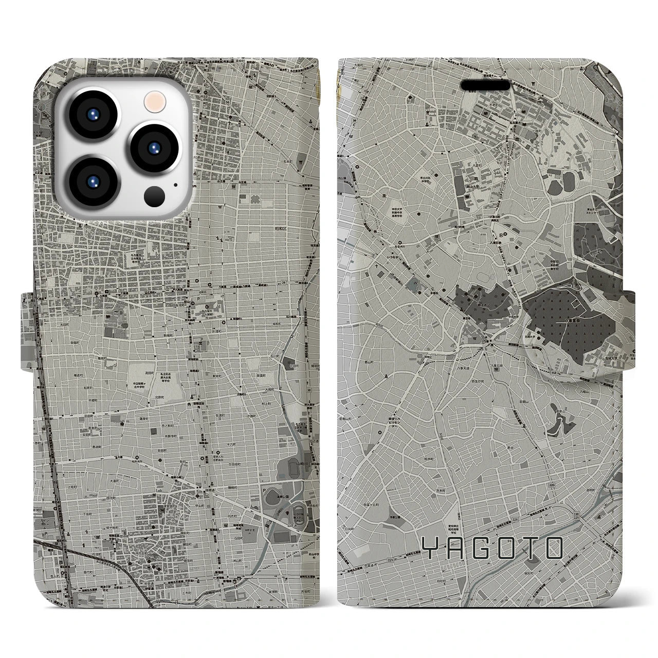 【八事(愛知県)】地図柄iPhoneケース(手帳タイプ)