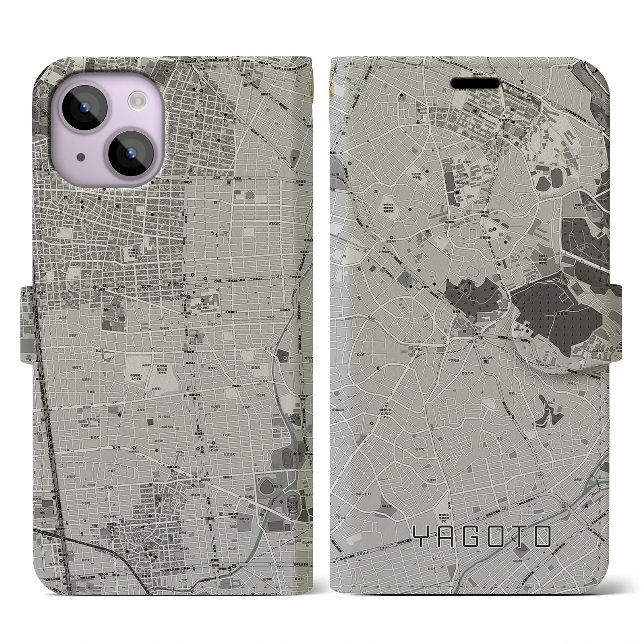 【八事(愛知県)】地図柄iPhoneケース(手帳タイプ)