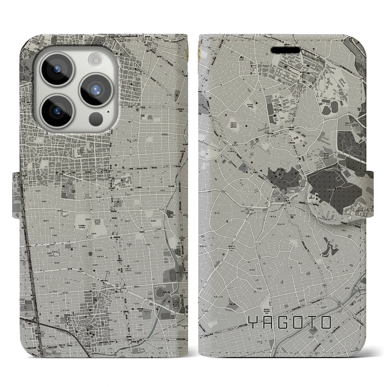 【八事(愛知県)】地図柄iPhoneケース(手帳タイプ)