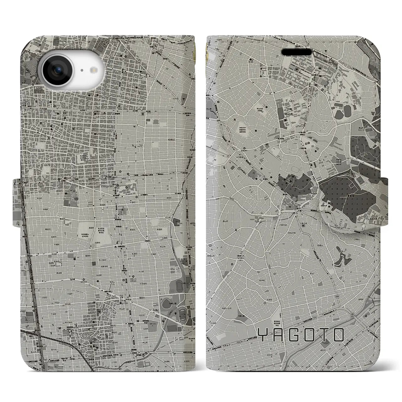 【八事(愛知県)】地図柄iPhoneケース(手帳タイプ)