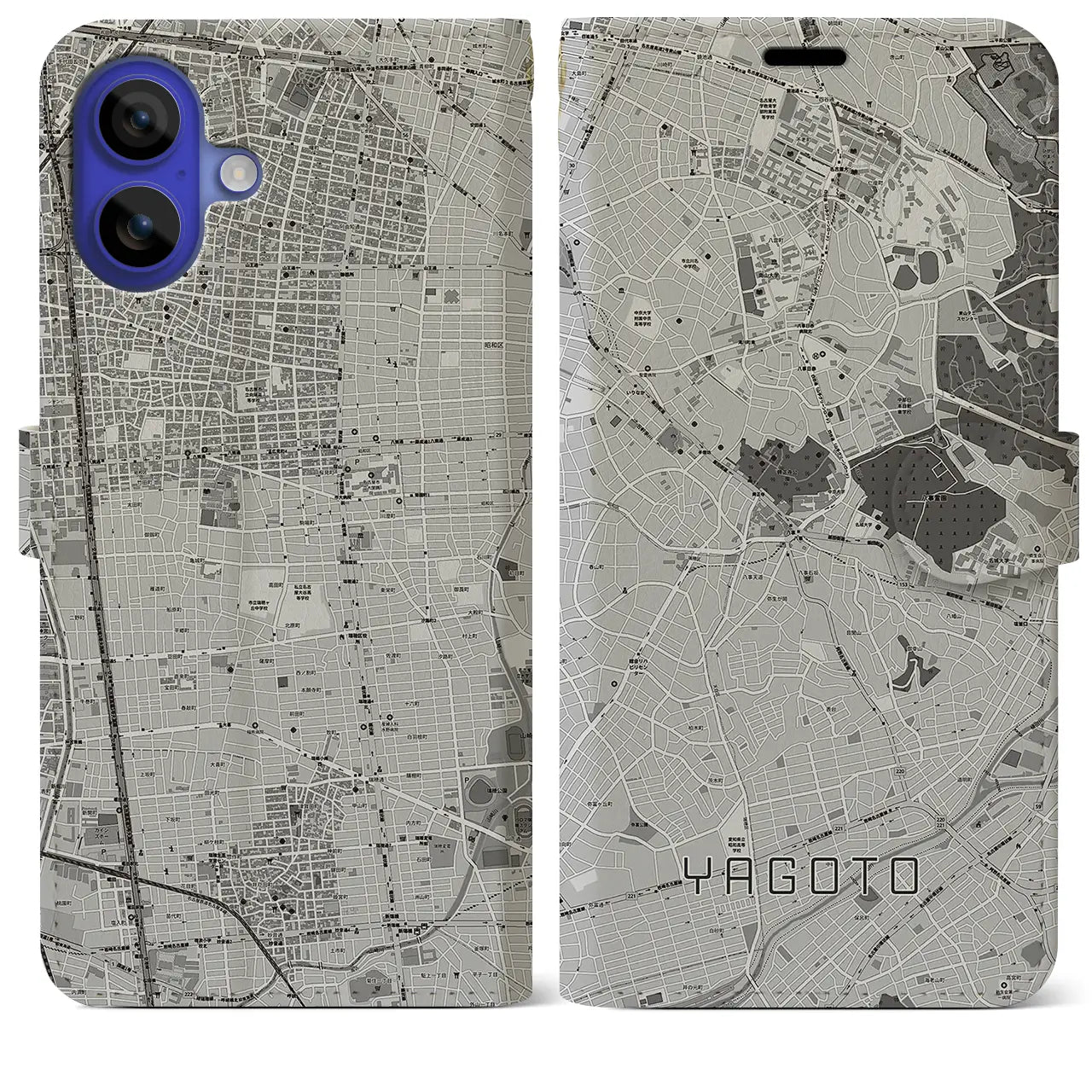 【八事(愛知県)】地図柄iPhoneケース(手帳タイプ)