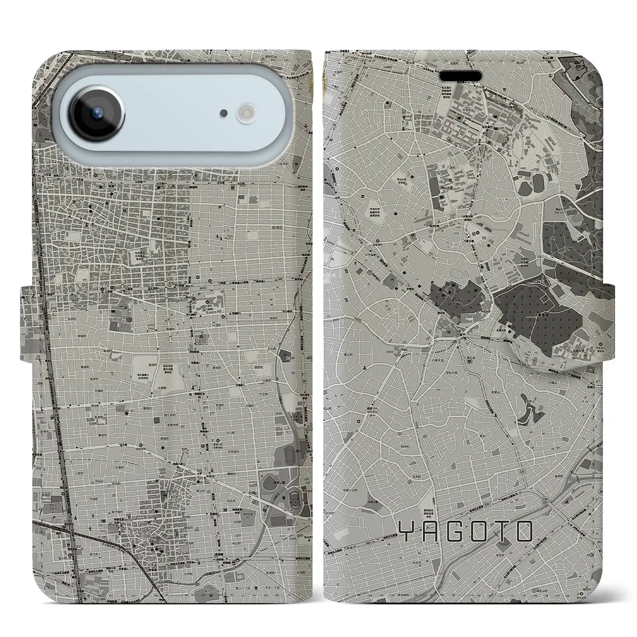 【八事(愛知県)】地図柄iPhoneケース(手帳タイプ)