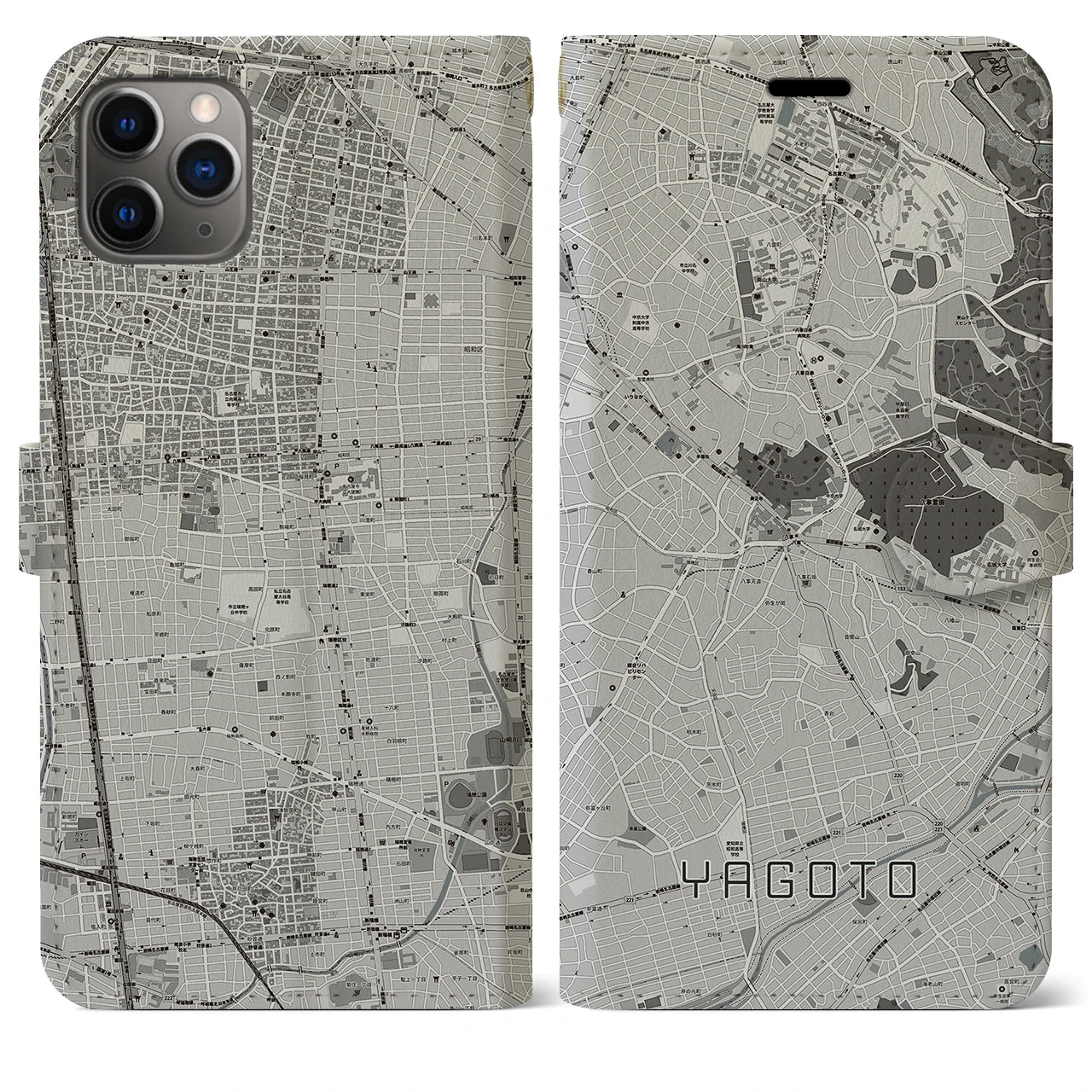 【八事(愛知県)】地図柄iPhoneケース(手帳タイプ)