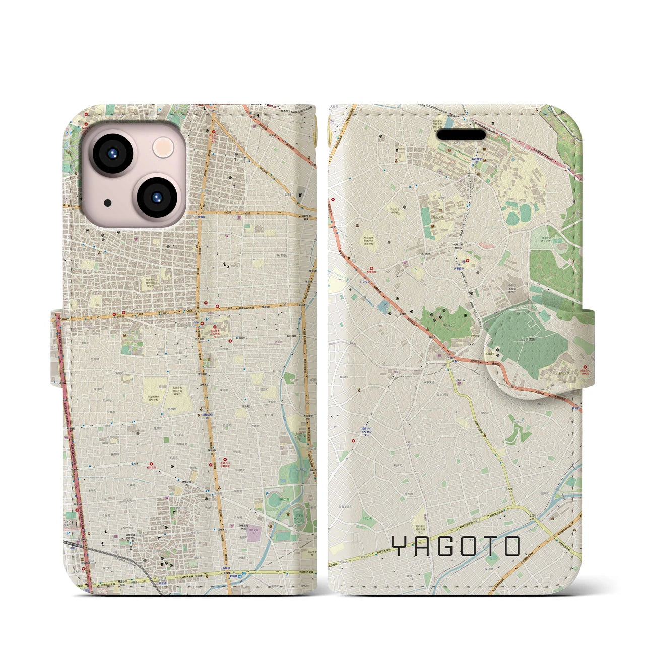 【八事(愛知県)】地図柄iPhoneケース(手帳タイプ)