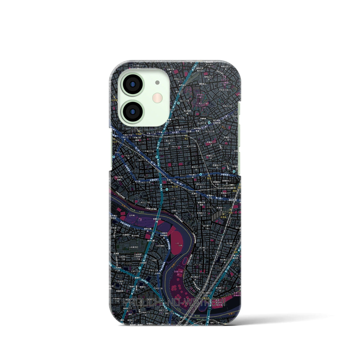 【矢口渡(東京都)】地図柄iPhoneケース(バックカバータイプ)