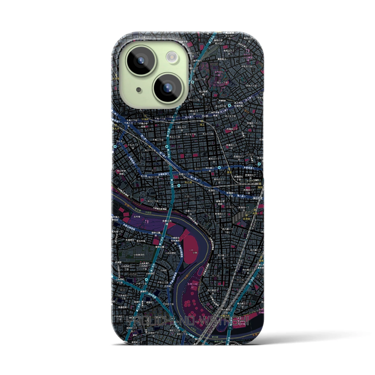 【矢口渡(東京都)】地図柄iPhoneケース(バックカバータイプ)