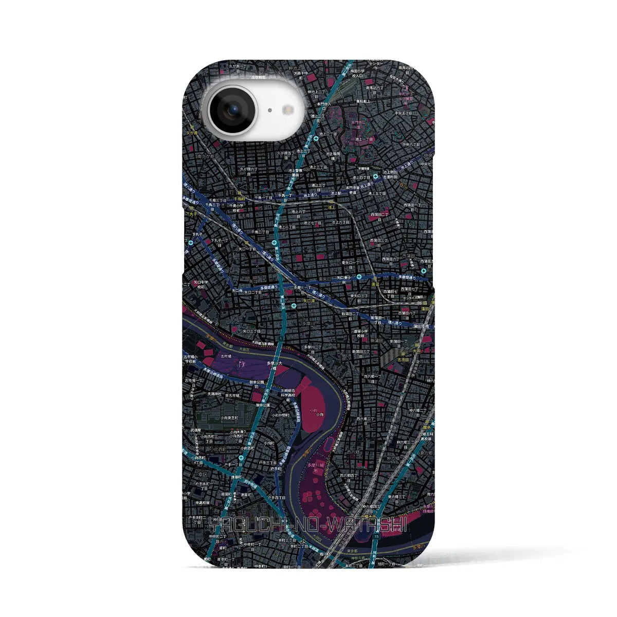 【矢口渡(東京都)】地図柄iPhoneケース(バックカバータイプ)