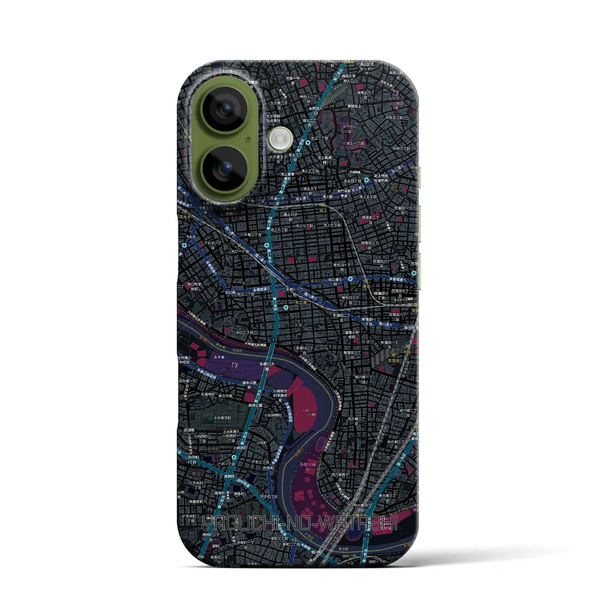 【矢口渡(東京都)】地図柄iPhoneケース(バックカバータイプ)