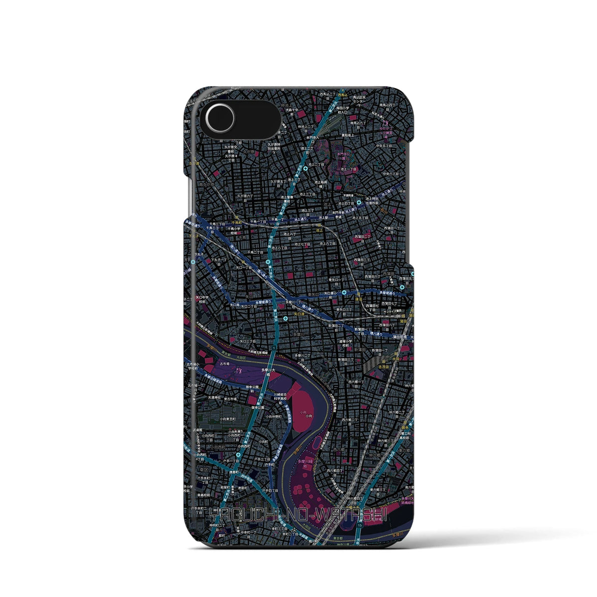 【矢口渡(東京都)】地図柄iPhoneケース(バックカバータイプ)