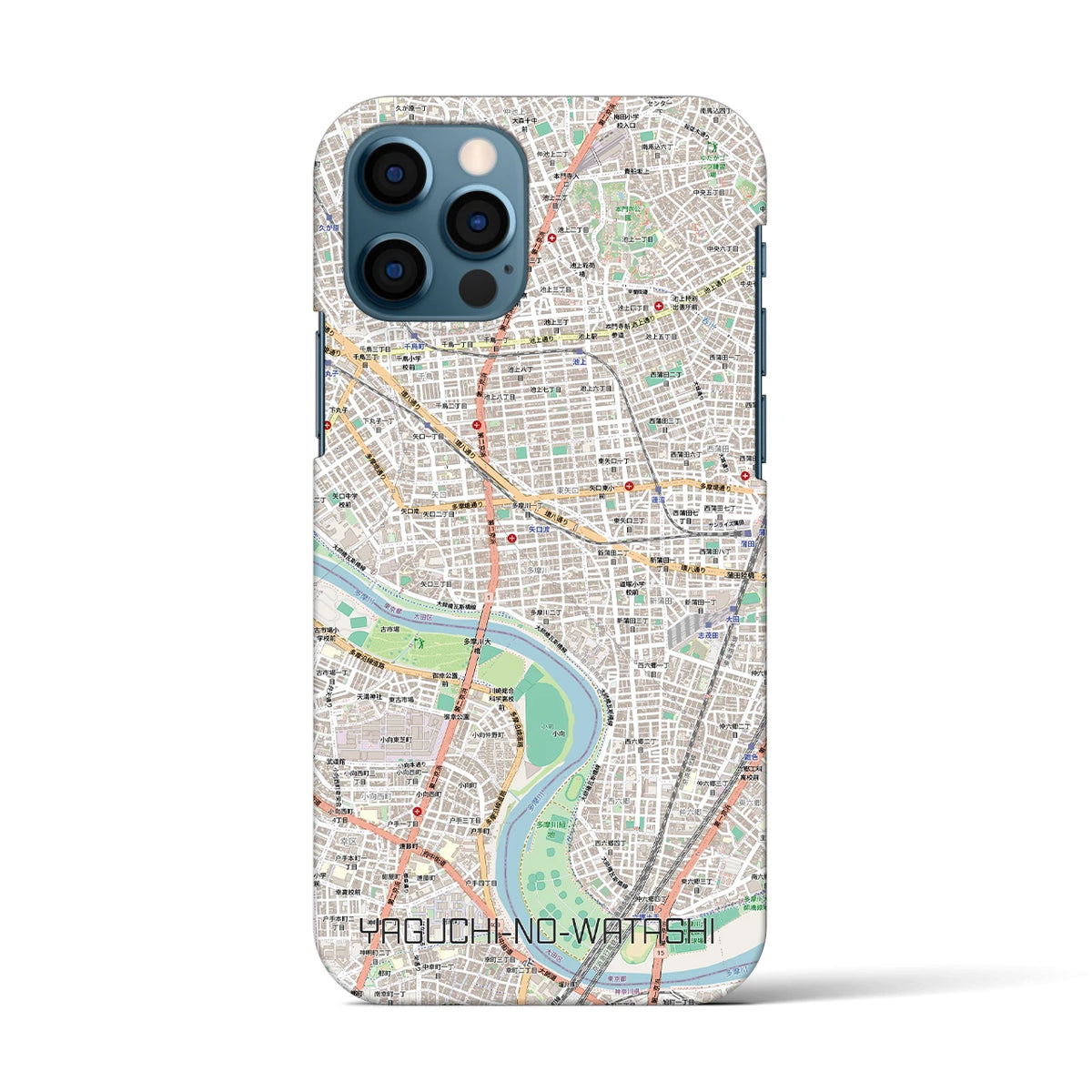 【矢口渡(東京都)】地図柄iPhoneケース(バックカバータイプ)