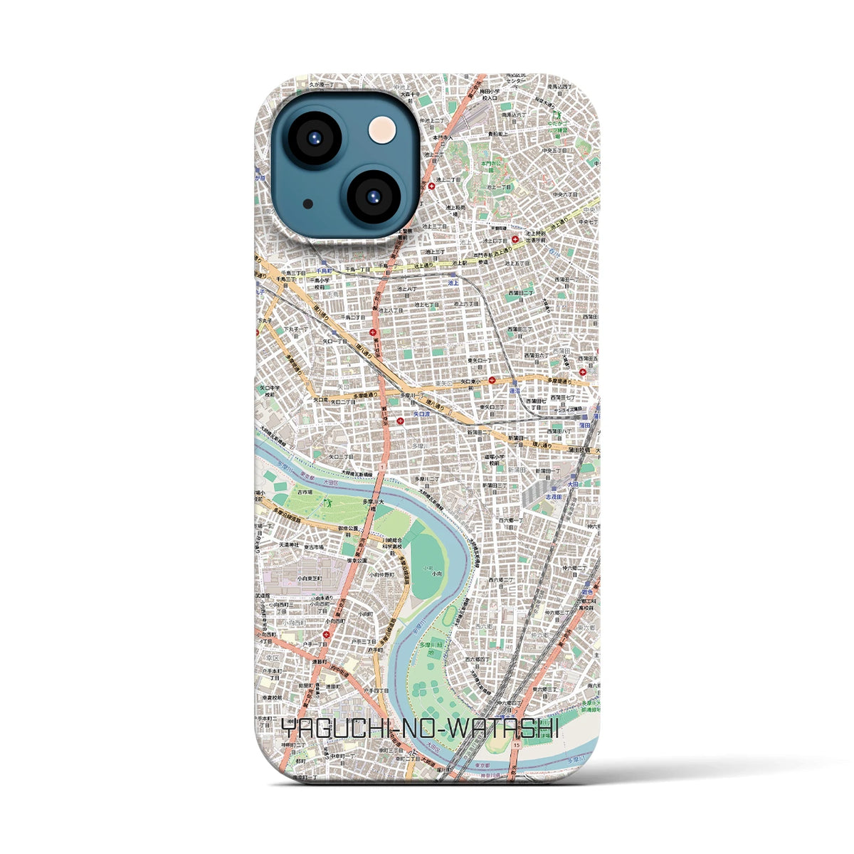 【矢口渡(東京都)】地図柄iPhoneケース(バックカバータイプ)