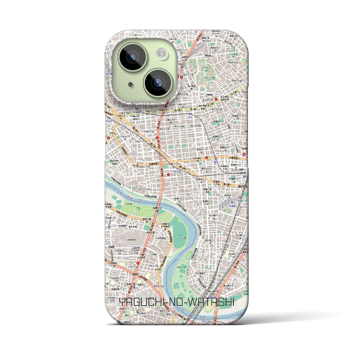 【矢口渡(東京都)】地図柄iPhoneケース(バックカバータイプ)