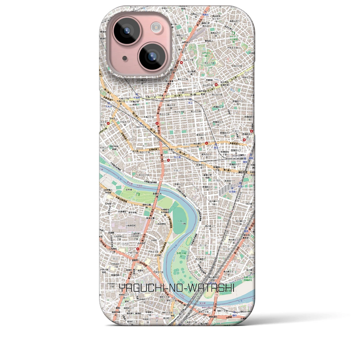 【矢口渡(東京都)】地図柄iPhoneケース(バックカバータイプ)