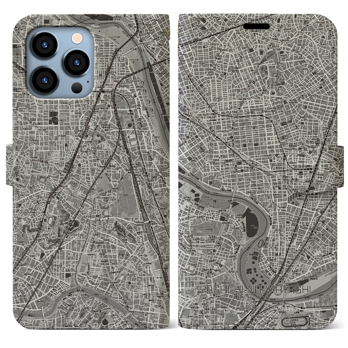 【矢口渡(東京都)】地図柄iPhoneケース(手帳タイプ)