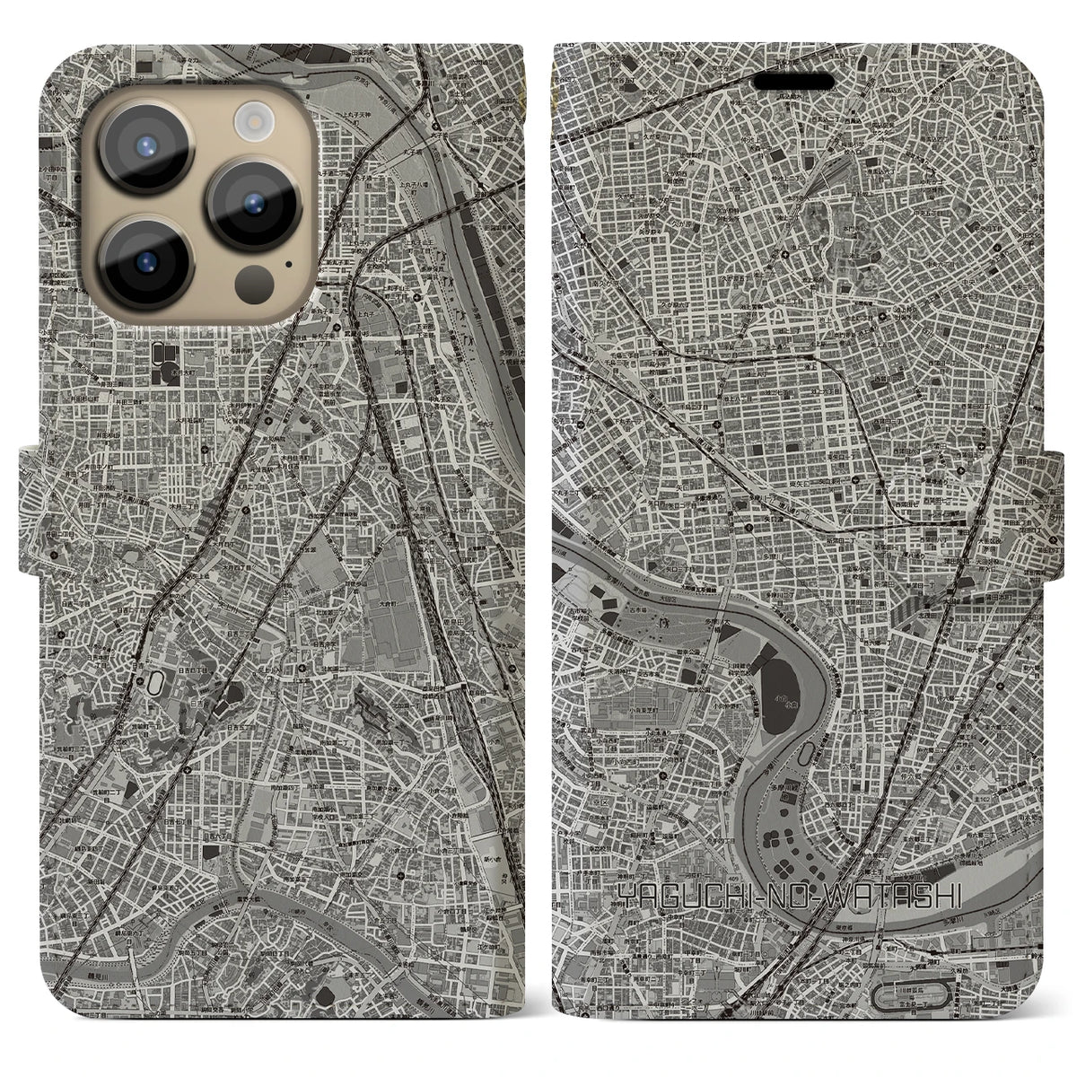 【矢口渡(東京都)】地図柄iPhoneケース(手帳タイプ)