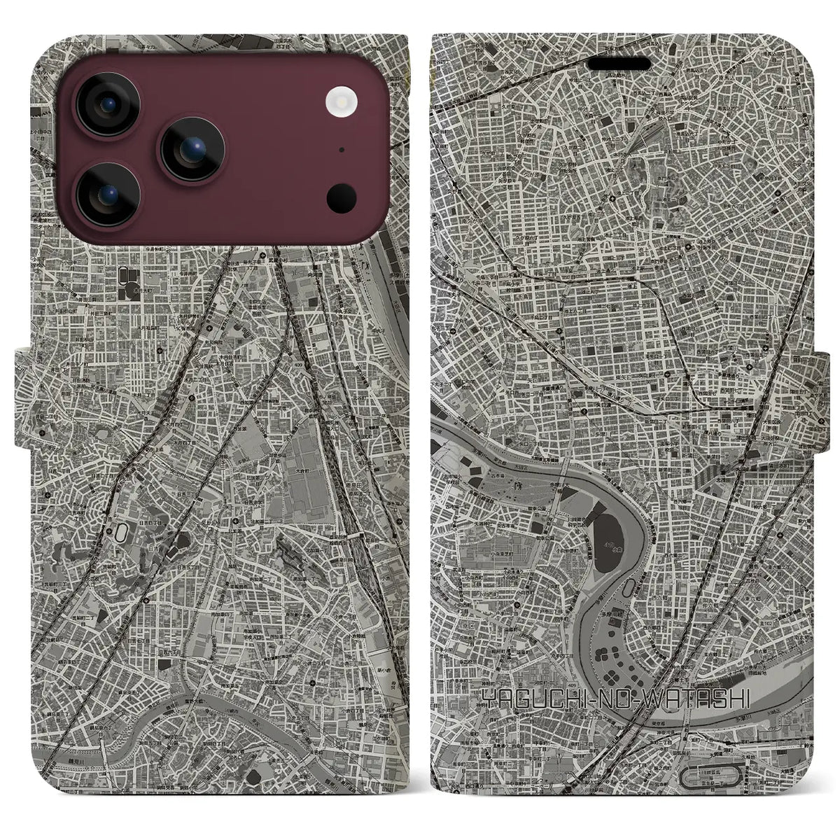 【矢口渡(東京都)】地図柄iPhoneケース(手帳タイプ)