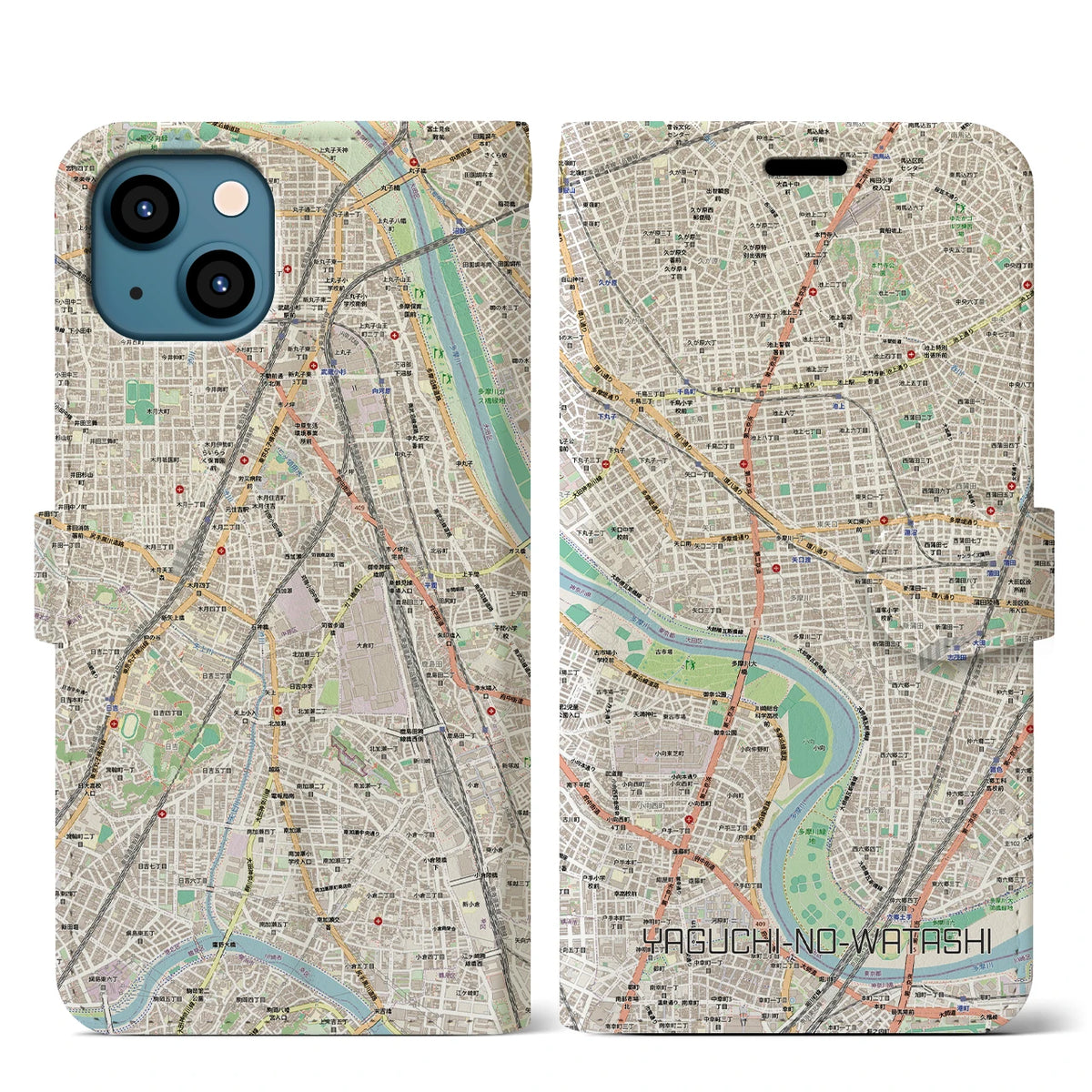 【矢口渡(東京都)】地図柄iPhoneケース(手帳タイプ)