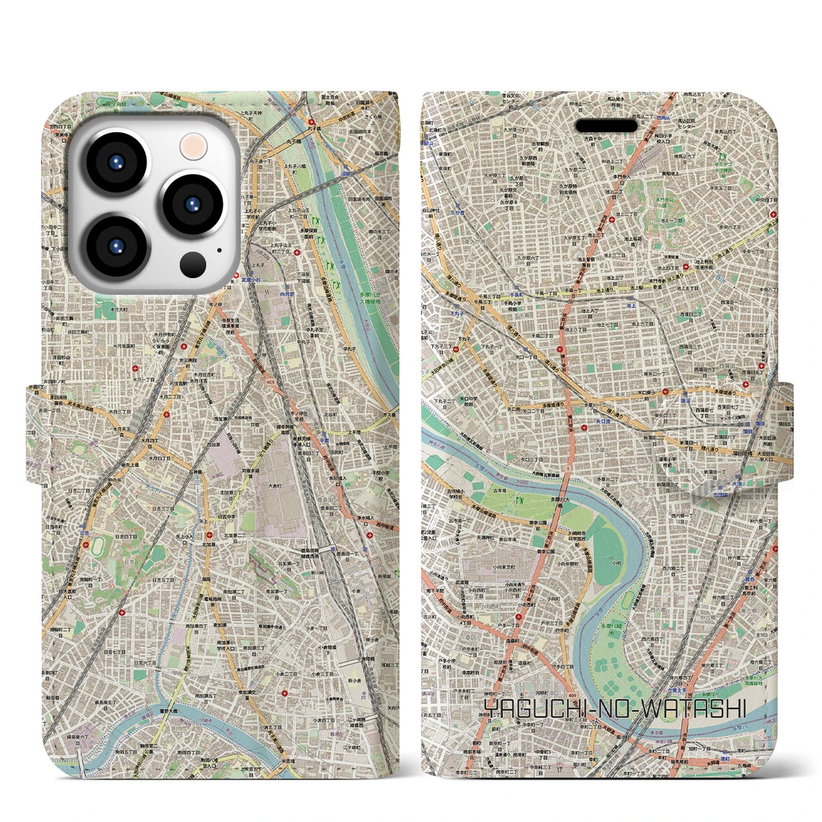 【矢口渡(東京都)】地図柄iPhoneケース(手帳タイプ)