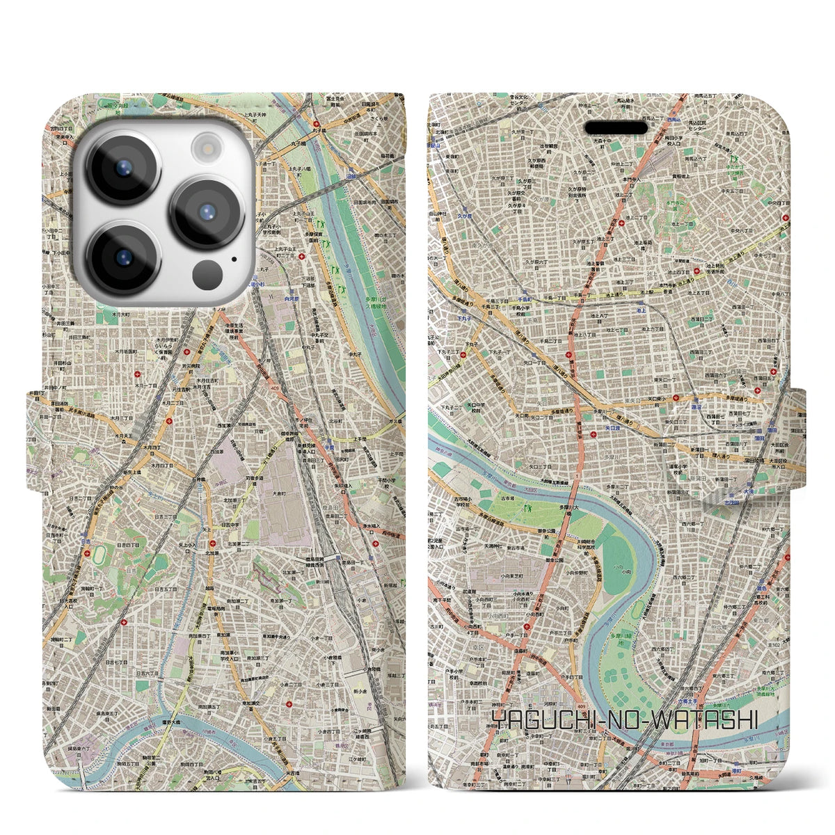 【矢口渡(東京都)】地図柄iPhoneケース(手帳タイプ)