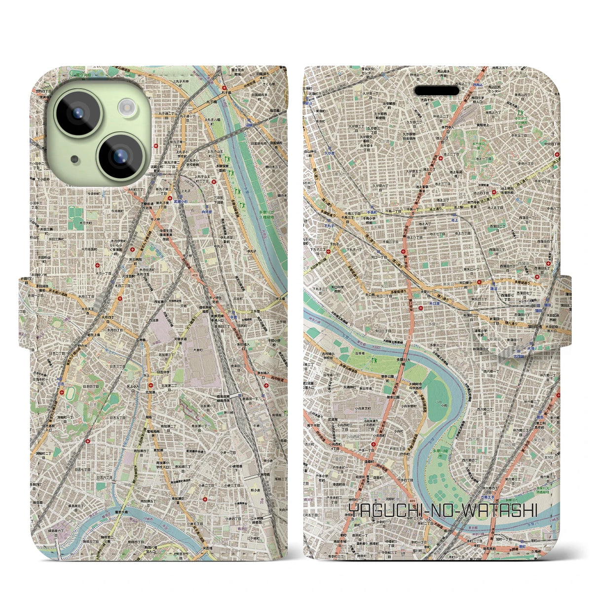 【矢口渡(東京都)】地図柄iPhoneケース(手帳タイプ)