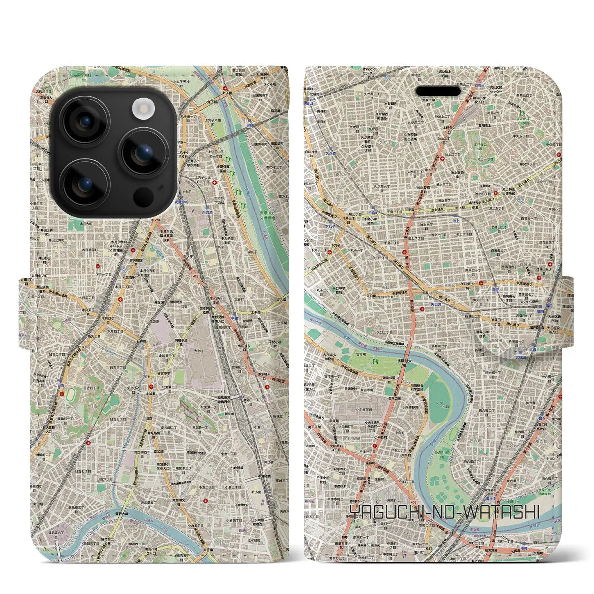 【矢口渡(東京都)】地図柄iPhoneケース(手帳タイプ)