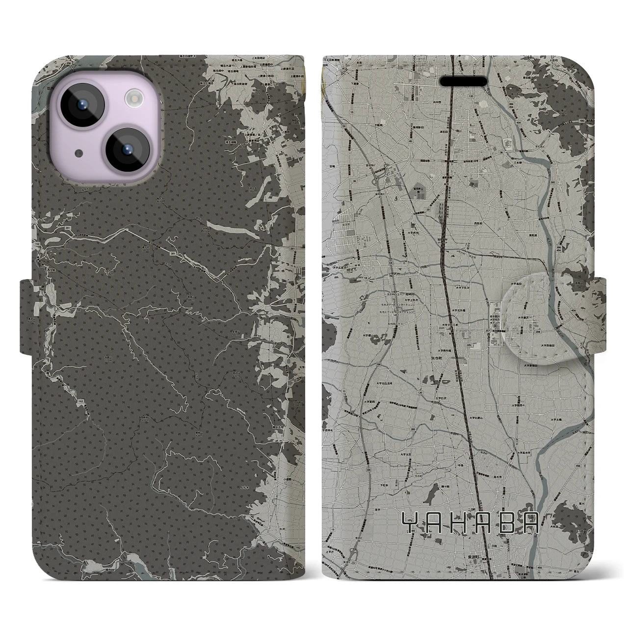 【矢巾(岩手県)】地図柄iPhoneケース(手帳タイプ)