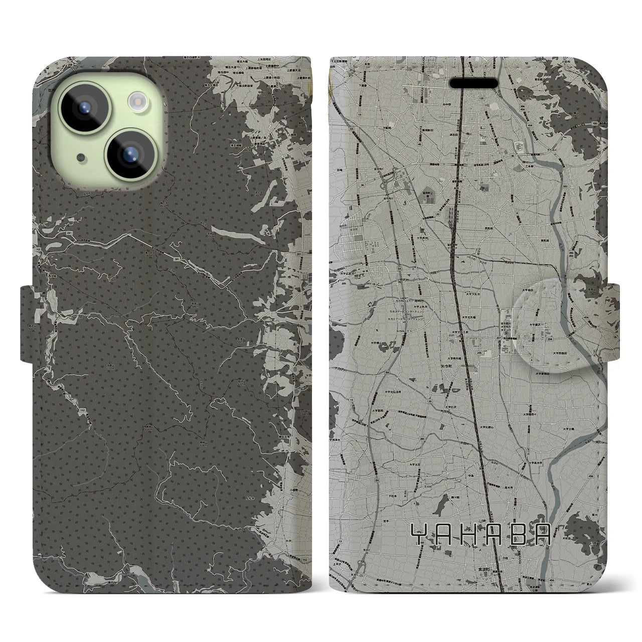 【矢巾(岩手県)】地図柄iPhoneケース(手帳タイプ)