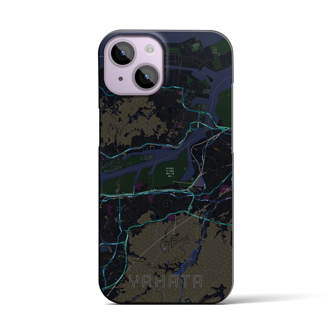 【八幡(福岡県)】地図柄iPhoneケース(バックカバータイプ)