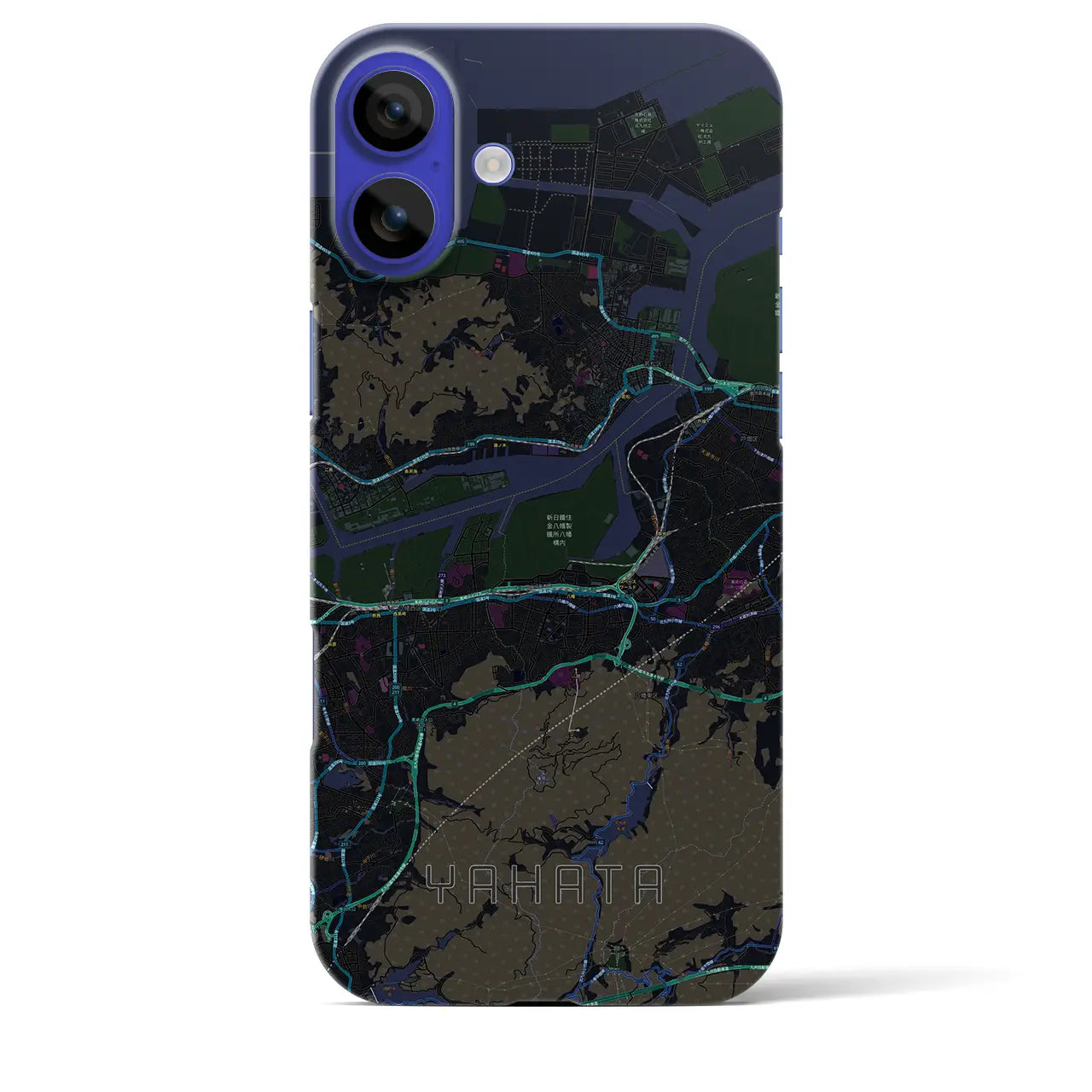 【八幡(福岡県)】地図柄iPhoneケース(バックカバータイプ)