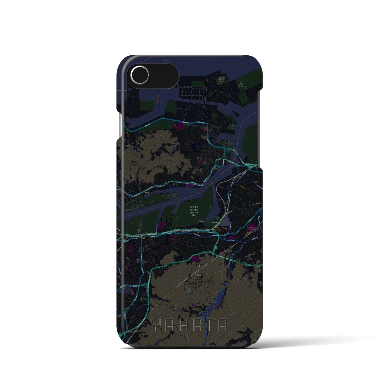 【八幡(福岡県)】地図柄iPhoneケース(バックカバータイプ)