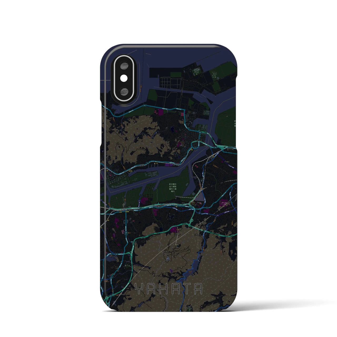 【八幡(福岡県)】地図柄iPhoneケース(バックカバータイプ)