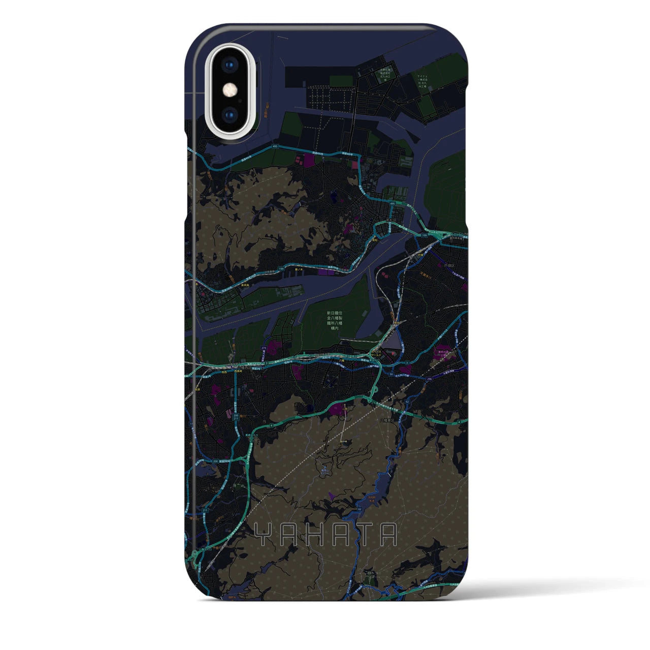 【八幡(福岡県)】地図柄iPhoneケース(バックカバータイプ)