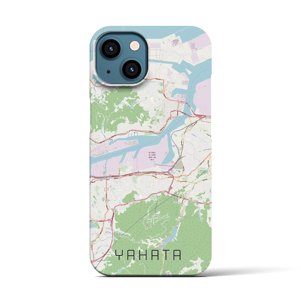 【八幡(福岡県)】地図柄iPhoneケース(バックカバータイプ)