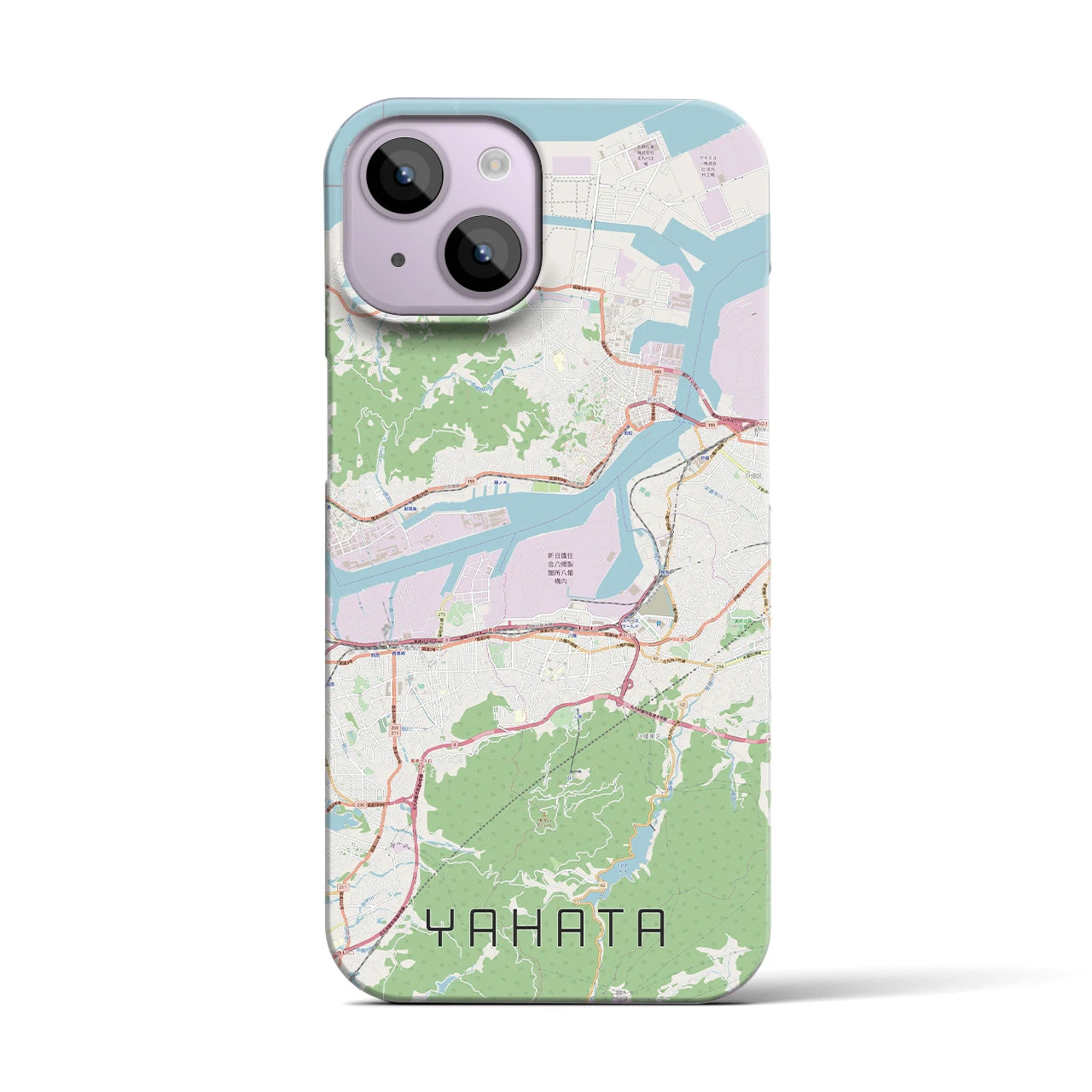 【八幡(福岡県)】地図柄iPhoneケース(バックカバータイプ)