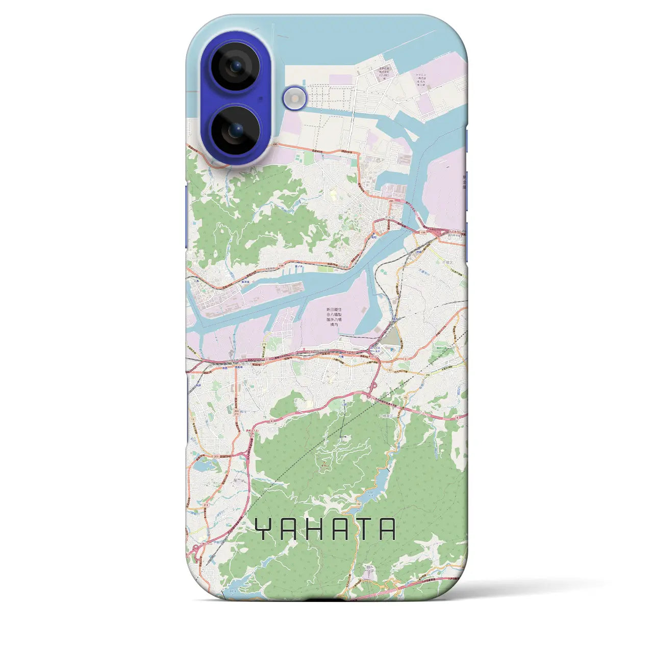 【八幡(福岡県)】地図柄iPhoneケース(バックカバータイプ)ブラック・iPhone 16 Pro Max 用